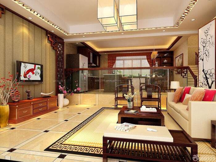 最新中式躍層住宅室內裝修效果圖大全