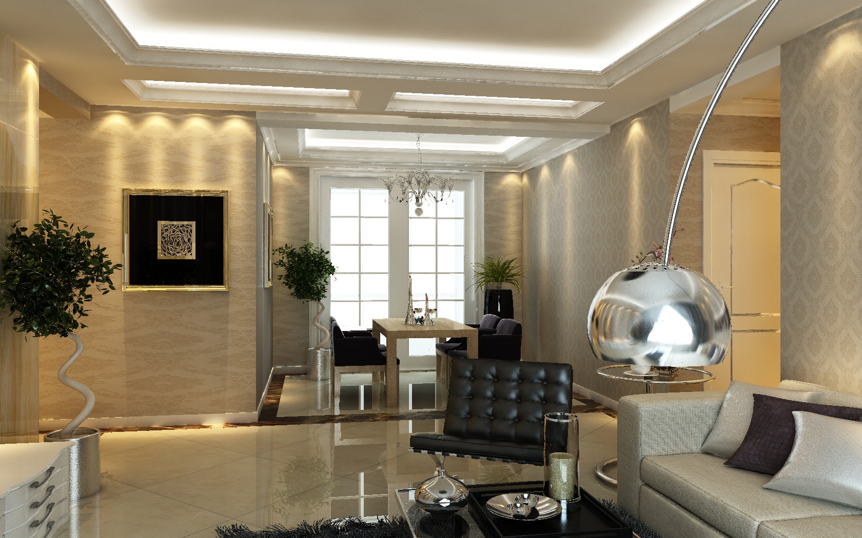 龍湖紫都城160㎡四居室客廳裝修效果圖 現代雅致，演繹生活美學